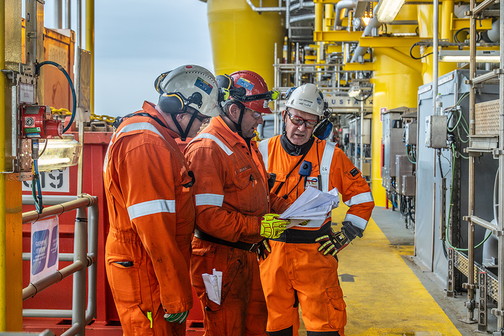 People at work at Tyra field